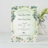 Eucalyptus Green Botanical Sage Floral wedding 招待状 (スタンド正面)