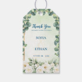 Eucalyptus Green Botanical Wedding Favor Thank You ギフトタグ (正面)