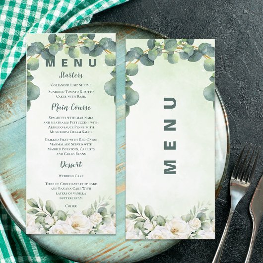 Eucalyptus Green Botanical Wedding Greenery Dinner メニュー