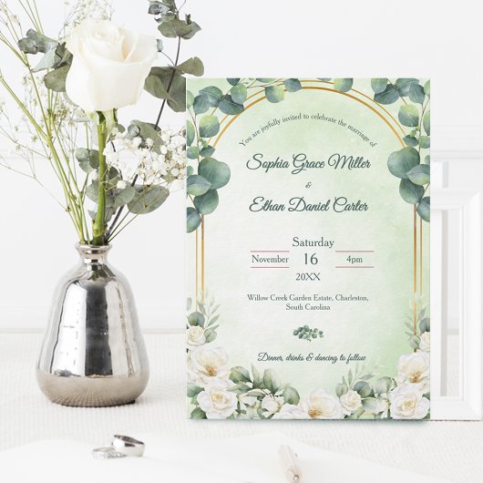 Eucalyptus Green Botanical Wedding Invitation 招待状