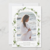 eucalyptus green elegant arch photo baby pregnancy 案内状 (正面)