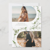 eucalyptus green elegant arch photo baby pregnancy 案内状 (裏面)