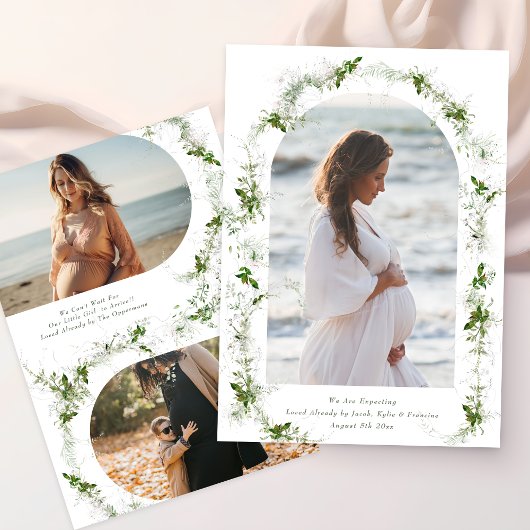 eucalyptus green elegant arch photo baby pregnancy 案内状