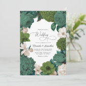 Eucalyptus Green, Fern Olive & Cream Line Wedding 招待状 (スタンド正面)