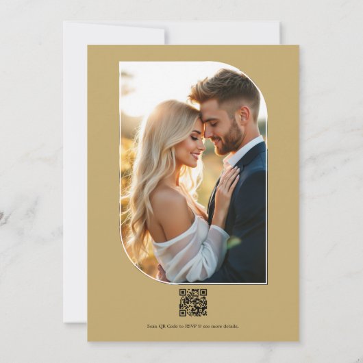 Eucalyptus Green, Fern Olive & Cream Line Wedding 招待状 (裏面)