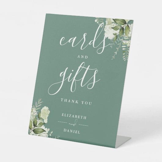 Eucalyptus Green Floral Greenery Cards And Gifts 台座サイン (正面)