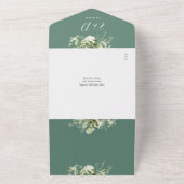 Eucalyptus Green Floral QR Code Monogram Wedding オールインワン招待状 (外側)