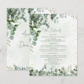 Eucalyptus Green & Gold Wedding Details Card 1001A 招待状 (正面/裏面)