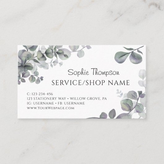 Eucalyptus green leaves 名刺 (正面)