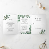 Eucalyptus Green Minimalist Elegant Wedding  三つ折り招待状 (内部)