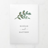 Eucalyptus Green Minimalist Elegant Wedding  三つ折り招待状 (カバー)