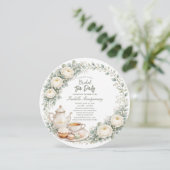 Eucalyptus Green Palette Tea Party Bridal Shower 招待状 (スタンド正面)