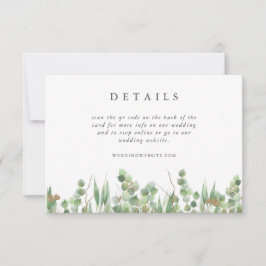 Eucalyptus Green Watercolor & Gold Wedding Info 招待状