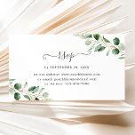 Eucalyptus Greeneryの結婚オンラインRSVPカード 名刺<br><div class="desc">Moody Greeneryのコレクショ結婚ン、このカスタマイズ可能な名刺サイズのオンラインRSVPカードは、水色の緑のユーカリの枝とトレンディースクリプトフォントと灰色の上品なセリフのフォントを組み合わせている。一致する項目が使用可能。</div>