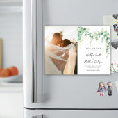 Eucalyptus Greeneryスクリプトモダン日付の保存 マグネット招待状