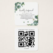 Eucalyptus Greenery結婚のQRコードRSVPカード (正面&裏面)