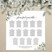 Eucalyptus Greenery 14 Table Wedding Seating Chart ポスター