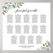 Eucalyptus Greenery 14 Table Wedding Seating Chart ポスター (正面)
