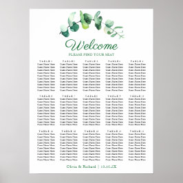 Eucalyptus Greenery 15 Table Wedding Seating Chart ポスター