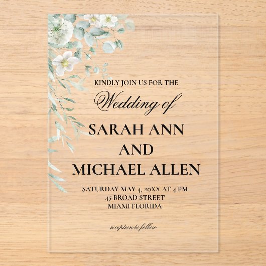 Eucalyptus Greenery Acrylic Invitation アクリル招待状 (正面)