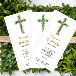 Eucalyptus Greenery Baptism Favor Bookmak サンキューカード