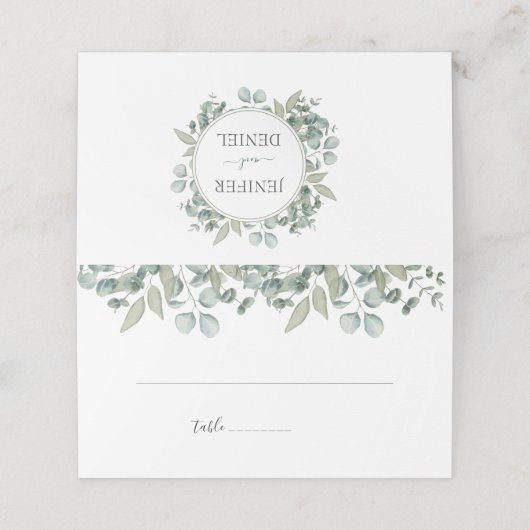 Eucalyptus Greenery Botanical Wedding プレイスカード (外部開封)