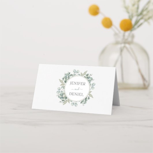 Eucalyptus Greenery Botanical Wedding プレイスカード (裏面)