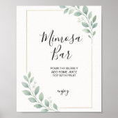 eucalyptus greenery bridal shower mimosa bar sign ポスター (正面)