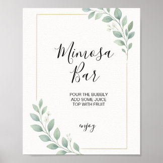 eucalyptus greenery bridal shower mimosa bar sign ポスター