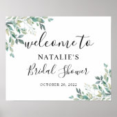 Eucalyptus Greenery Bridal Shower Welcome Sign ポスター (正面)