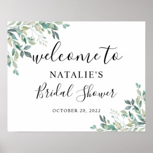 Eucalyptus Greenery Bridal Shower Welcome Sign ポスター