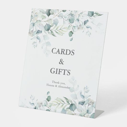 Eucalyptus Greenery Cards and Gifts Sign 台座サイン (正面)