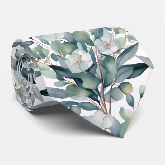 Eucalyptus Greenery Classic Formal Floral Neck Tie ネクタイ (ロール)