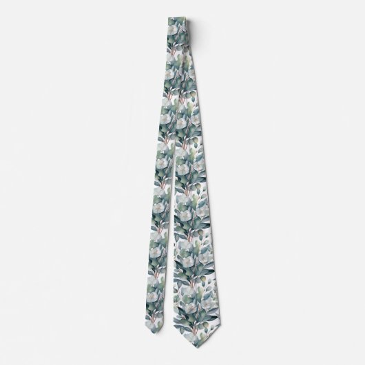 Eucalyptus Greenery Classic Formal Floral Neck Tie ネクタイ (裏面)