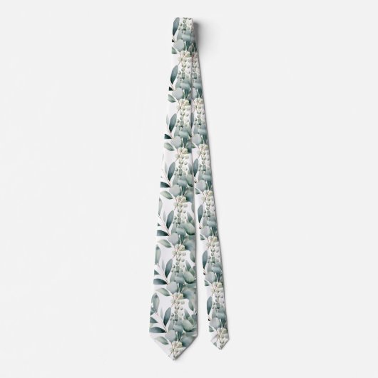 Eucalyptus Greenery Classic Formal Floral Neck Tie ネクタイ (正面)