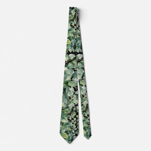 Eucalyptus Greenery Classic Formal Floral Neck Tie ネクタイ (正面)