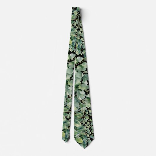 Eucalyptus Greenery Classic Formal Floral Neck Tie ネクタイ (裏面)