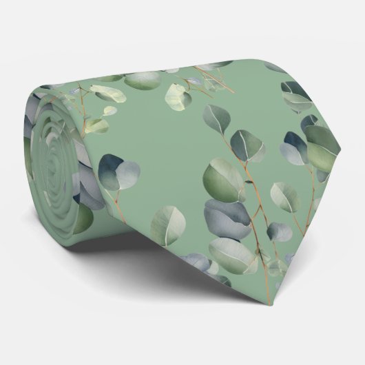Eucalyptus Greenery Classic Formal Floral Neck Tie ネクタイ (ロール)