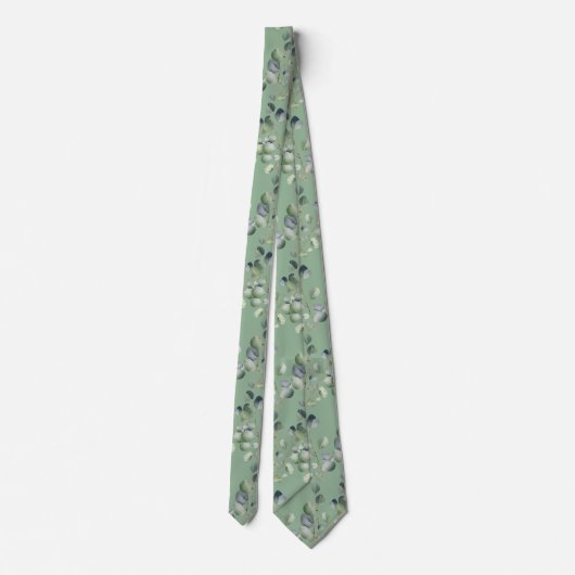 Eucalyptus Greenery Classic Formal Floral Neck Tie ネクタイ (裏面)