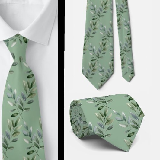 Eucalyptus Greenery Classic Formal Floral Neck Tie ネクタイ