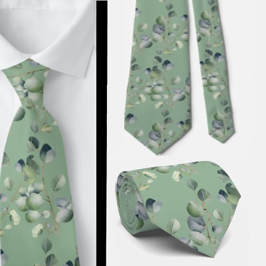 Eucalyptus Greenery Classic Formal Floral Neck Tie ネクタイ