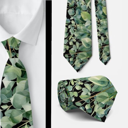 Eucalyptus Greenery Classic Formal Floral Neck Tie ネクタイ