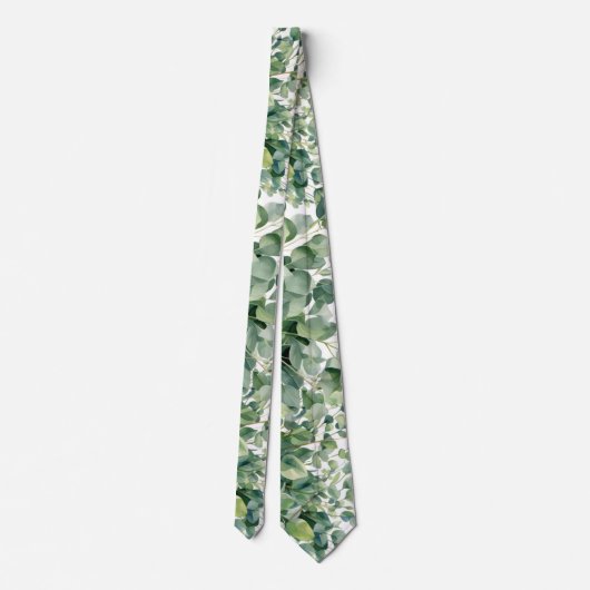 Eucalyptus Greenery Classic Formal Floral Neck Tie ネクタイ (裏面)