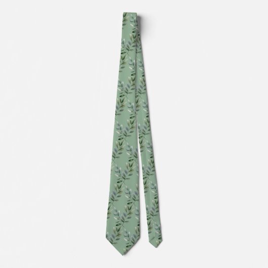 Eucalyptus Greenery Classic Formal Floral Neck Tie ネクタイ (正面)
