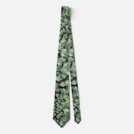 Eucalyptus Greenery Classic Formal Floral Neck Tie ネクタイ (正面)