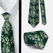 Eucalyptus Greenery Dark Green Floral Neck Tie ネクタイ