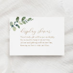 Eucalyptus Greenery Display Shower Enclosure Card エンクロージャーカード<br><div class="desc">Request that your baby shower guests leave their gifts unwrapped with this beautiful eucalyptus invitation insert.</div>