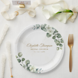 Eucalyptus Greenery Elegant Bridal Shower ペーパープレート