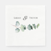 Eucalyptus Greenery Elegant Minimalist Wedding スタンダードランチョンナプキン (正面)