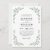 Eucalyptus Greenery Elegant Modern QR Code Wedding 招待状 (正面)
